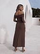 Horizon Luxe Off Shoulder Maxi Dress Coffee - thumbnail 2