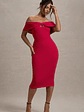 Hope | Red Bow Bardot Midi Dress - thumbnail 5