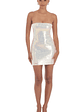 Iridescent Seqiun Strapless Bodycon Dress in Cream - thumbnail 4