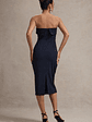 Highway | Navy Pinstripe Strapless Midi Dress - thumbnail 2