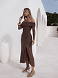 Horizon Luxe Off Shoulder Maxi Dress Coffee - thumbnail 6
