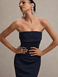 Highway | Navy Pinstripe Strapless Midi Dress - thumbnail 3
