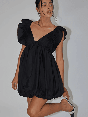Horoscope Bubble Hem Mini Dress Black