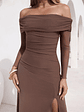 Horizon Luxe Off Shoulder Maxi Dress Coffee - thumbnail 7