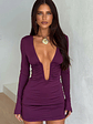 Harriet Long Sleeve Mini Dress - Plum - thumbnail 1