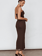Horizon Strapless Textured Midi Dress Chocolate - thumbnail 3