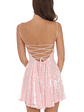 Iridescent Sequin Fit and Flare Dress in Pink - thumbnail 1