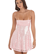 Iridescent Sequin Fit and Flare Dress in Pink - thumbnail 2