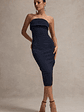 Highway | Navy Pinstripe Strapless Midi Dress - thumbnail 5