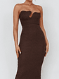 Horizon Strapless Textured Midi Dress Chocolate - thumbnail 5