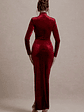 Jaz | Berry Velvet High-Neck Gathered Split Maxi Dress - thumbnail 2