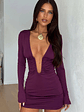 Harriet Long Sleeve Mini Dress - Plum - thumbnail 5