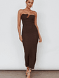 Horizon Strapless Textured Midi Dress Chocolate - thumbnail 6