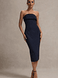 Highway | Navy Pinstripe Strapless Midi Dress - thumbnail 6