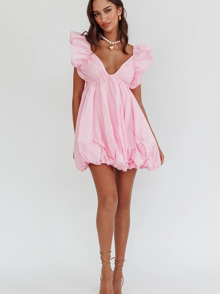Horoscope Bubble Hem Mini Dress Blush 3