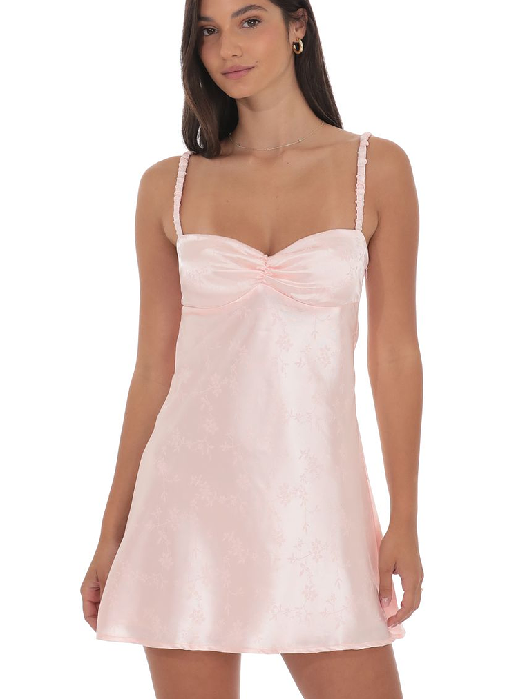Jacquard Babydoll Dress in Baby Pink 1