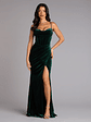 Helga Velvet Lace-Up Slit Mermaid Dress - thumbnail 1