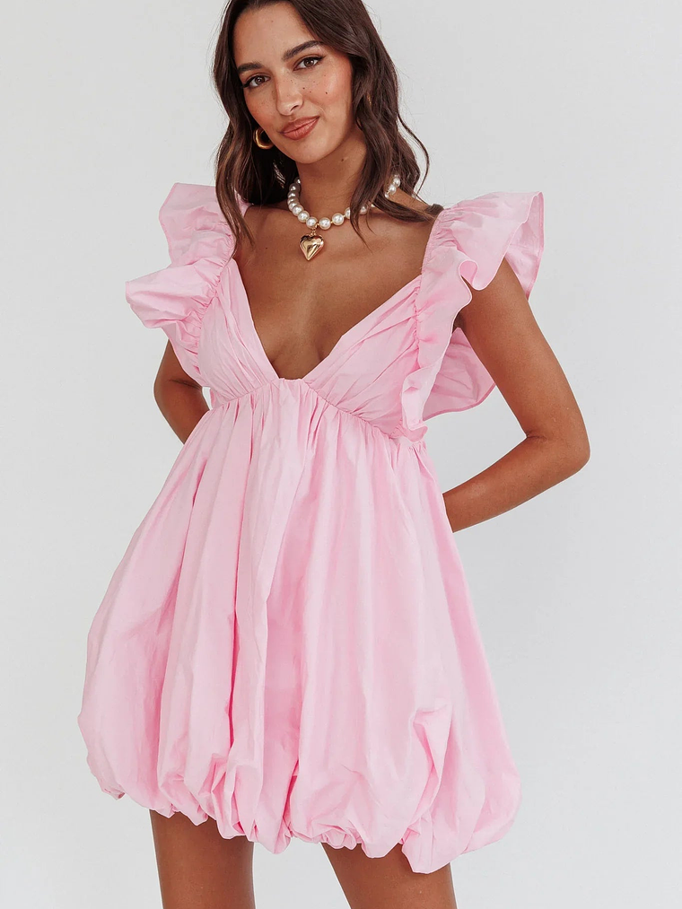 Horoscope Bubble Hem Mini Dress Blush 1