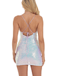 Iridescent Sequin Ruched Cross-Back Dress in Lavender - thumbnail 2