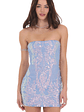 Iridescent Sequin Strapless Bodycon Dress in Blue - thumbnail 1