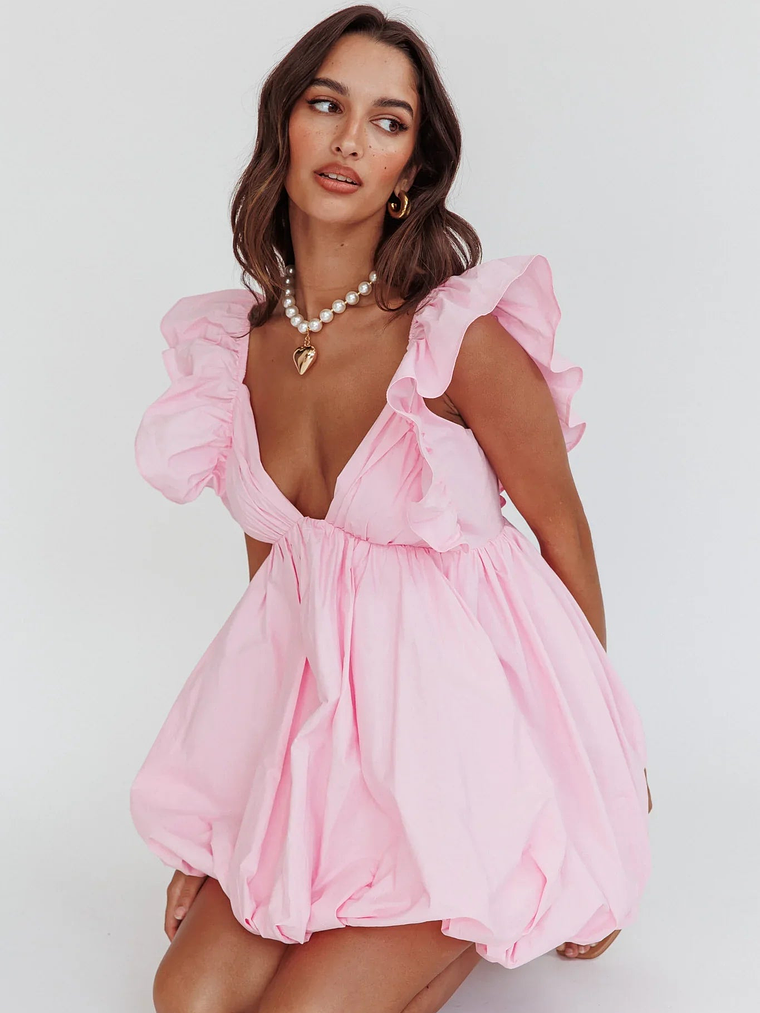 Horoscope Bubble Hem Mini Dress Blush 6