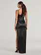 Iliana Cowl Neck High Slit Satin Column Dress - thumbnail 2