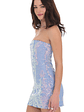 Iridescent Sequin Strapless Bodycon Dress in Blue - thumbnail 3