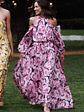 Hilary Pleated Maxi Dress - Pink Floral - thumbnail 1