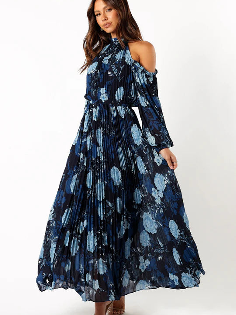 Hilary Pleated Maxi Dress - Pink Floral 2