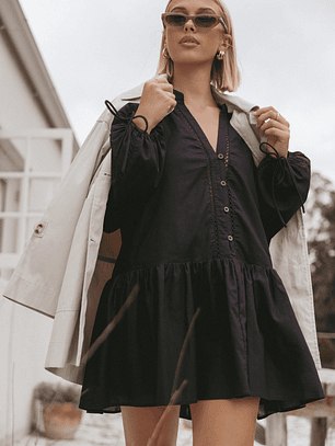 Hart Long Sleeve Mini Dress - Black