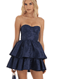 Jacquard Corset Mini Dress in Navy - thumbnail 4