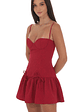 Jacquard Double Bow Drop Waist Dress in Red - thumbnail 3