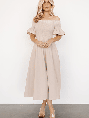 Jodi Off Shoulder Dress | Natural