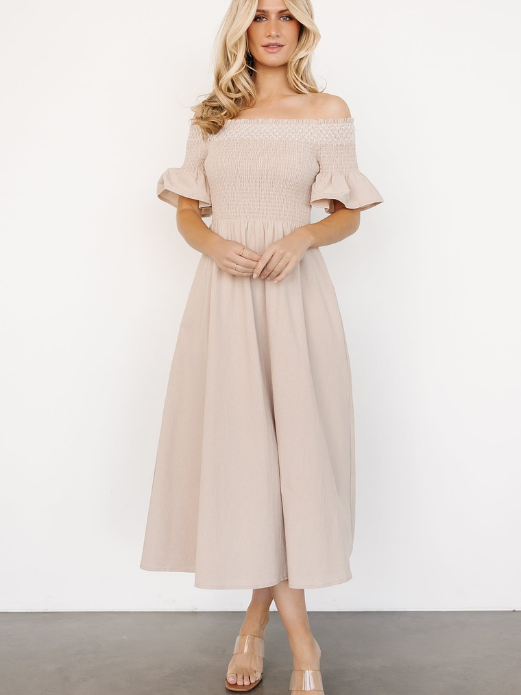 Jodi Off Shoulder Dress | Natural 1