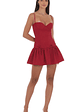 Jacquard Double Bow Drop Waist Dress in Red - thumbnail 4