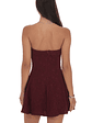 Jacquard Strapless Flare Dress in Burgundy - thumbnail 2