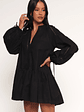 Hart Long Sleeve Mini Dress - Black - thumbnail 3
