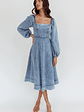 Jeanie Long Sleeve Midi Dress Denim Blue - thumbnail 1