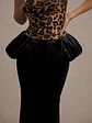 Harriette | Leopard Print Bandeau Maxi Dress With Black Velvet Peplum Skirt - thumbnail 7