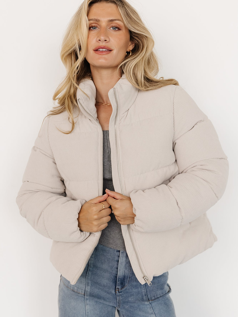Holden Corduroy Puffer Jacket | Light Greige 1