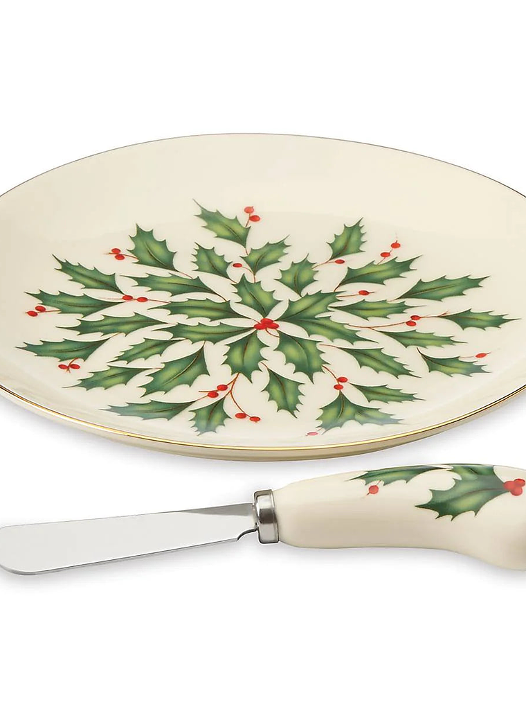 Hosting The Holidays Cheese Plate & Knife Set 4
