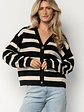 Jaden Striped Cardigan | Black + Ivory - thumbnail 3