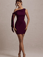 Ilythia | Plum Asymmetric Mini Dress With Tie Sleeve - thumbnail 1