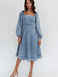 Jeanie Long Sleeve Midi Dress Denim Blue - thumbnail 5