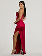 Iliana Cowl Neck High Slit Satin Column Dress - thumbnail 17