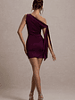 Ilythia | Plum Asymmetric Mini Dress With Tie Sleeve - thumbnail 2