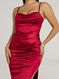 Iliana Cowl Neck High Slit Satin Column Dress - thumbnail 18
