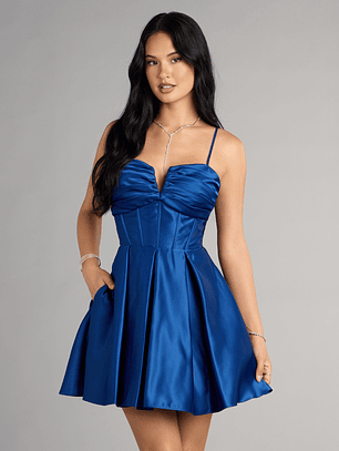 Joelle Satin Corset Skater Dress