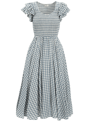 Hattie Dress in Dusty Teal Gingham