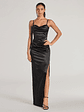 Iliana Cowl Neck High Slit Satin Column Dress - thumbnail 20